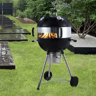 Kettle BBQ Grill Smoker Enamel Fire Bowl Charcoal Meat Steak Cooker Pizza Oven • £149.95
