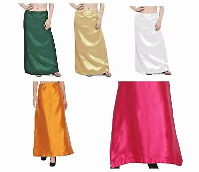 £4.33 • Buy Satin Underskirt Petticoat Solid Underskirt Indian Sari Inner Wear For Saree