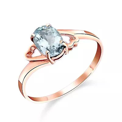 14K. SOLID GOLD RINGS WITH NATURAL AQUAMARINE (Rose Gold) • $476.26