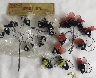 Vintage Chenille Bumble Bees Lot Made In Japan 20 Cute Bees • $10