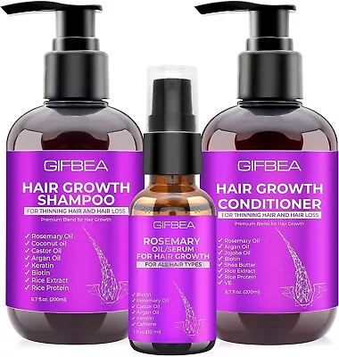 Hair Growth Shampoo Conditioner Set W/Rosemary Biotin Argan Castor Women Men • £16.90