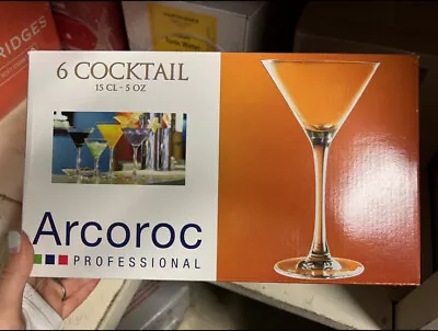 £15 • Buy Martini Cocktail Glasses Pack Of 6, Arcoroc- Made In France - BNIB.