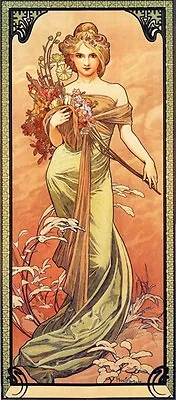 Mucha Lady With Flowers Vintage Poster Repro FREE SHIPPING • $17.90