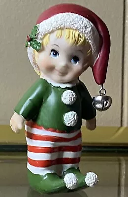 VTG Ruth Morehead Holly Babes ELF Christmas Figurine Jingle Bell 4  Tall • $14.99