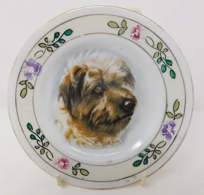 Terrier Nippon 6.25  Plates Signed By Derick Bown Vintage China Added Art • $14.50