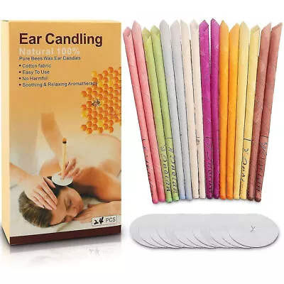 24pcs/Set Pure Bees Non-toxic Was Ear Candles Beeswax Hollow Cone Candling New • £11.30