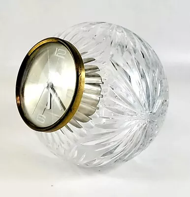 Vintage Art Deco Mercedes Genuine Cut Crystal Orb Rose Bowl Table Clock Germany • $84.99