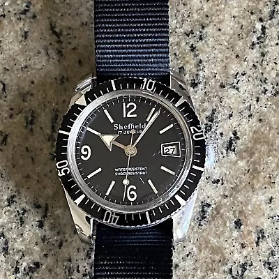 Sheffield Men's Dive Pocket Watch - 17 Jewels - 35MM - Date - Runs NEEDS SERVICE • $30