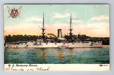 US Battleship Illinois Ship Transportation Vintage C1909 Postcard • $7.99