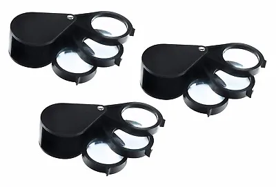 5X 10X 15X Triple Folding Pocket Magnifier Loupe Magnifying (PACK3) • $12.96