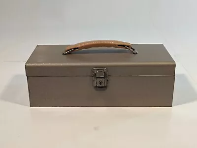 Vintage Metal Latching Tool Box ~12  With Handle Beige Storage Box No Key • $39.73