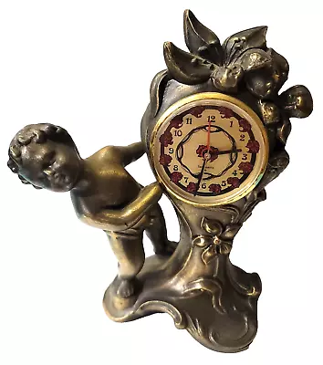 VTG Beautiful 1986 Sarsaparilla Brass Cherub Clock #571 Art Deco Flowers  • $89.96