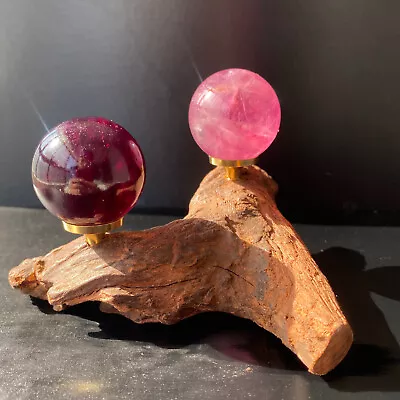 190G Natural Fluorite Ball Colorful Quartz Crystal Gemstone Healing + Stand • $16.50