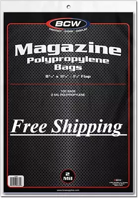 Lot 100 Standard Regular Size Magazine Sleeves Bags Pack BCW Storage Protector • $14.99
