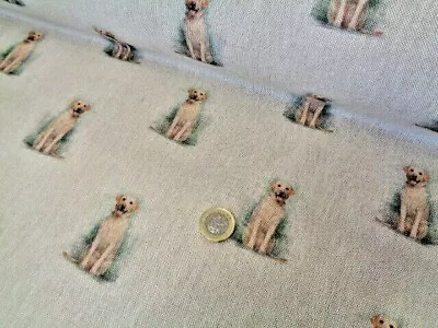 £10.99 • Buy Labrador Fabric Cotton Rich Digital Linen Look Weight Cushions Craft Bags  Metre
