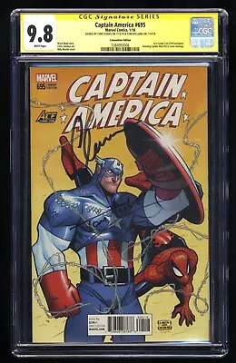 Captain America #695 CGC NM/M 9.8 SS Signed Chris Evans Tom Holland Marvel • £457.63