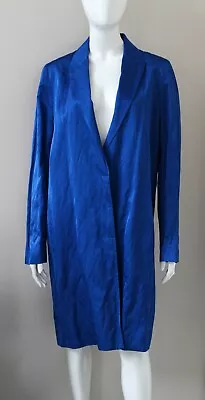 HAIDER ACKERMANN Blue Overcoat Long Jacket Coat Oversized Creased Fabric IT36 • $456.27