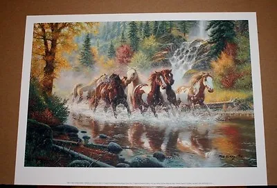Born To Run By Mark Keathley Wild Horses Mountains Waterfall Limited Edition • $325