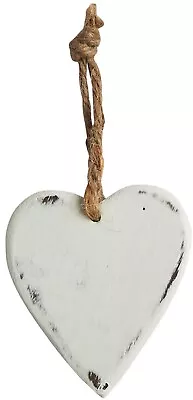 Rustic Wooden Hanging Hearts White Shabby Chic Wall Tree Accessories Home Decor • £3.99