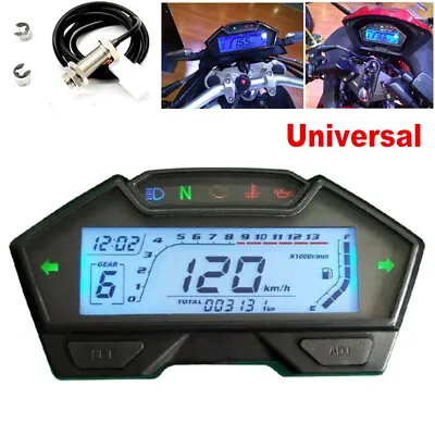 LCD Motorcycle Speedometer Speed Fuel Odometer Tachometer RPM Gauge Kph Mph Kits • $58.07