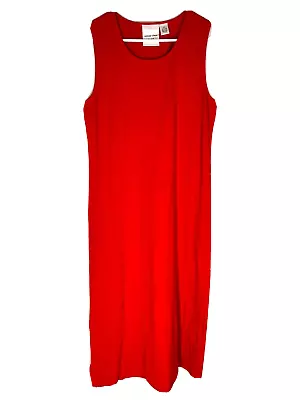 GORGEOUS Michael Simon Light Maxi Tank Dress Sz Large Solid Red Travel Cruise • $10.63