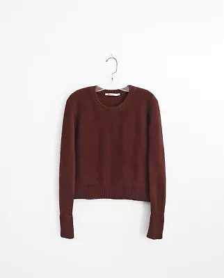 T By Alexander Wang Warm Russet Chestnut Brown Cotton Sweater Size Small • $74