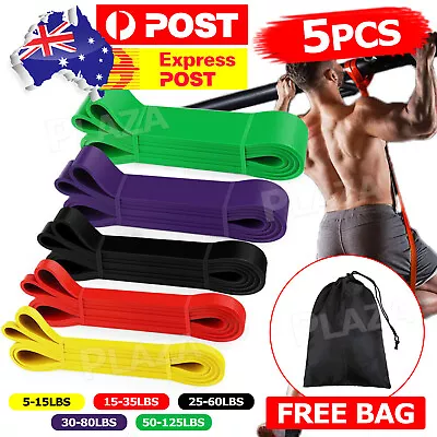 $33.95 • Buy Set Of 5 Heavy Duty Resistance Band Loop Power Gym Fitness Exercise Yoga Workout