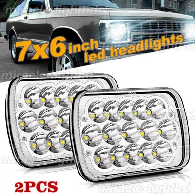 $35.99 • Buy Pair 5x7 7x6 Inch LED Headlights Hi-Lo Beam DRL For Nissan Pickup Hardbody D21