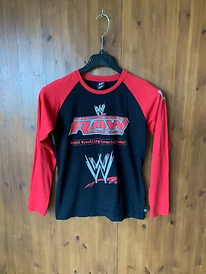 £9.50 • Buy VGC - RAW WWE WRESTLING T-SHIRT Black Red Long Sleeve 12 Years
