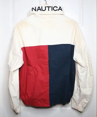 Vintage 90s Mens Nautica NS-83 Jacket Navy Red White Mens L Sailing Hooded • $49.99