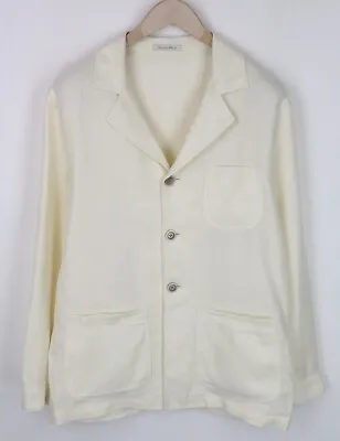 SUITSUPPLY Greenwich Men Blazer UK40R Off-White Linen Silk Cotton Mix Shacket • £149.99