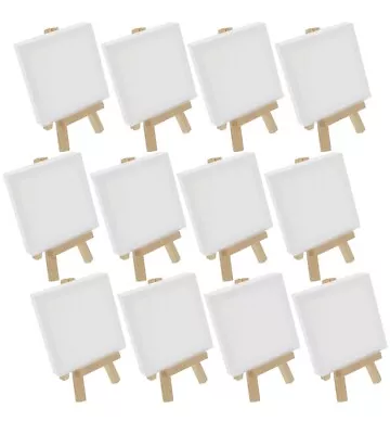12 Pack 3  X 3  Canvas With 5  Mini Wood Display Easel Kit Artist Tripod Stand • $12