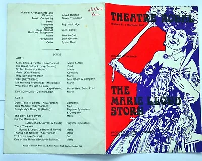 1967 Marie Lloyd Story Theatre Programme AVIS BUNNAGE MAXWELL SHAW FRANK CODA  • £5.99