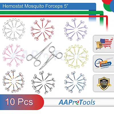 10 Pcs Mosquito Hemostat Locking Forceps 5  Curved & Straight Surgical Dental • $15.10