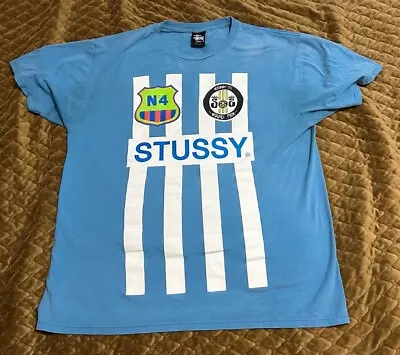 Vintage Stussy F.C Soccer Rare Blue T-Shirt Made In Mexico Futbol LARGE • $20