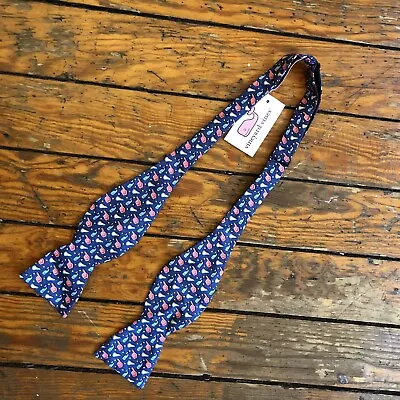 Vineyard Vines Silk Bowtie Mens Lacrosse Fan Navy Blue One Size NWT • $20