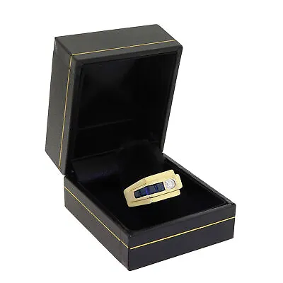 Vtg Men's 14k Yellow Gold Natural Diamond & Square Cut Sapphire Ring Size 9.50 • $999.99