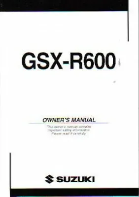 $32.51 • Buy 2004 Suzuki GSX-R600K4 Motorcycle Owners Manual : 99011-29G50-03A