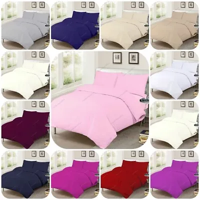 100% Egyptian Cotton 200TC Duvet Quilt Cover Pillowcases Bedding Sets All Sizes • £12.95