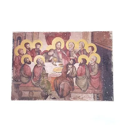 Canvas Painting Last Supper Vintage Wall Art Italy Artigianato Belle Arti 15x10  • $25.16