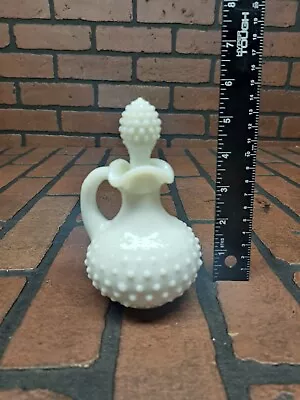 Vintage AVON White Hobnail Milk Glass Perfume Decanter Bottle W/ Stopper EMPTY • $5