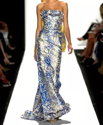 Oscar De La Renta Spring 2007 Runway Vintage Floral Long Maxi Gown Dress US 8 10 • $2040.12