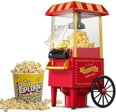 £28.99 • Buy MikaMax Carnival Retro Electric Popcorn Machine, Hot Air Home Theater 1200W
