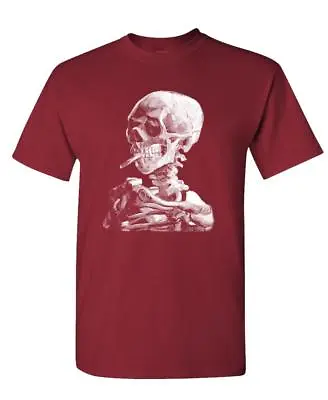 VAN GOGH SMOKING SKELETON - Unisex Cotton T-Shirt Tee Shirt • $12.99