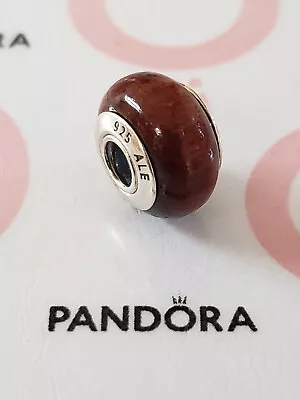 Genuine Pandora Silver Wooden Murano Bead Charm 925 ALE. • £10