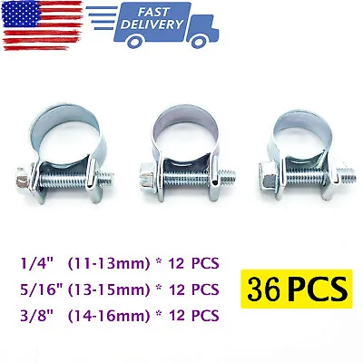 $9.90 • Buy 36PCS 1/4  5/16  3/8  Fuel Injection Gas Line Hose Clamps Clip Pipe Clamp Metal