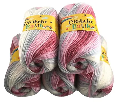 Rainbow Baby Wool Pack 5 X 100g Cicibebe Batik Yarn Wool Crochet DK Acrylic 53 • £15
