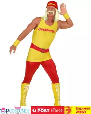 Hogan Wrestler Hulk Wrestling 80s Mens Hallowen Adult Party Costume Outfit • $61.45