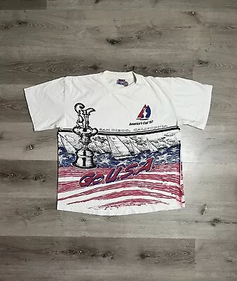 Vintage Americas Cup 1992 USA All Over Print Shirt San Diego Yacht Club Aop XL • $28.50