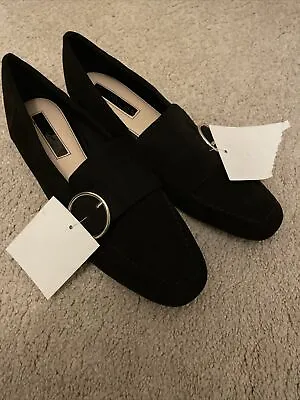 Miss Selfridge Black Suede Style Flat Shoes Size 5 • £20